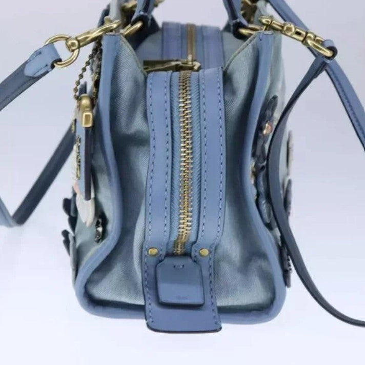 Coach Rogue 25 Hand Bag Denim 2way Blue Auth