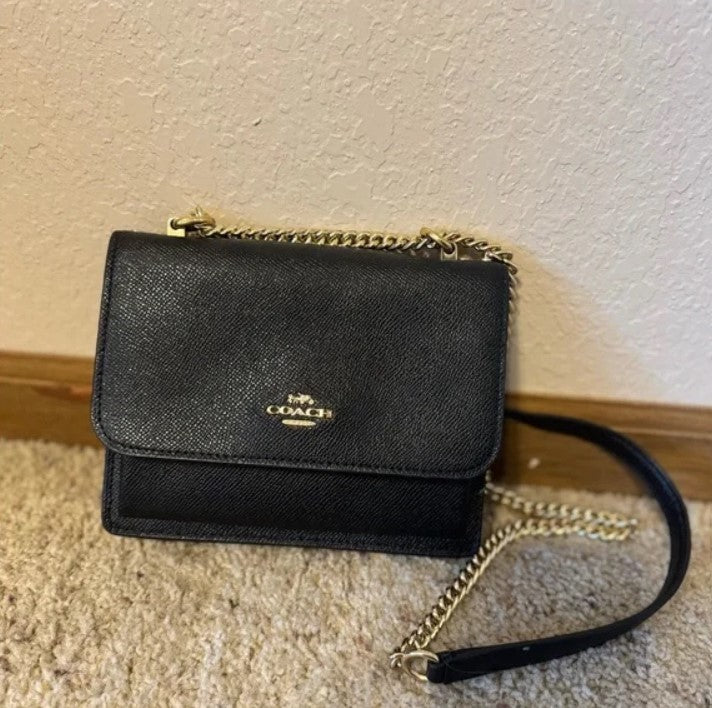 Coach Black and Gold Crossbody Bag with Chain Strap