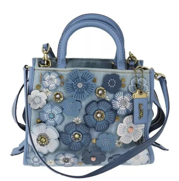 Coach Rogue 25 Hand Bag Denim 2way Blue Auth