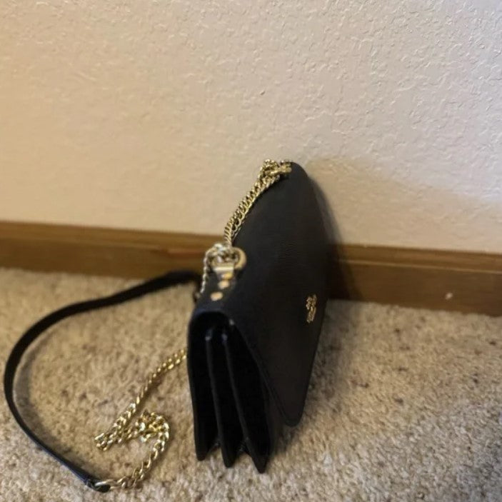 Coach Black and Gold Crossbody Bag with Chain Strap