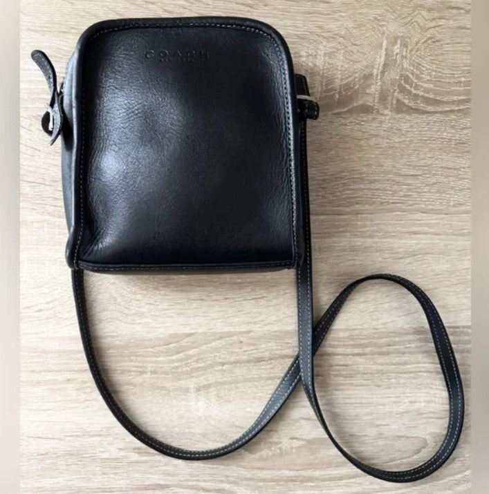 Coach Vintage Black Leather Crossbody Bag Purse