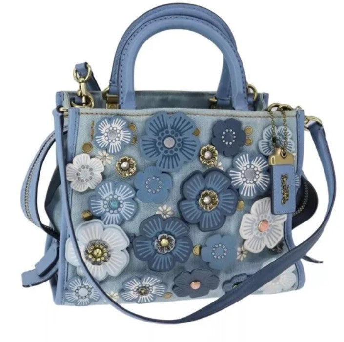 Coach Rogue 25 Hand Bag Denim 2way Blue Auth