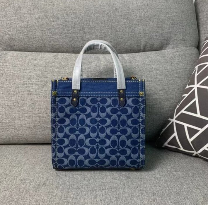 NWOT Coach Field Tote 22 in Black Signature Denim