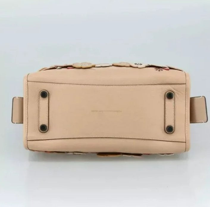 Coach Rogue 31 Hand Bag Leather 2way Beige Auth